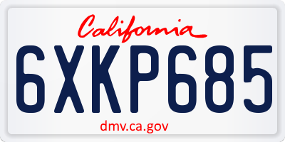 CA license plate 6XKP685