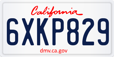 CA license plate 6XKP829
