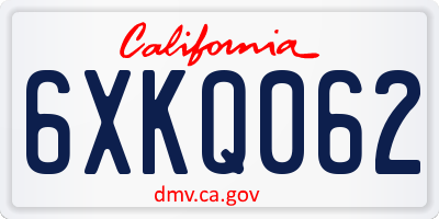 CA license plate 6XKQ062