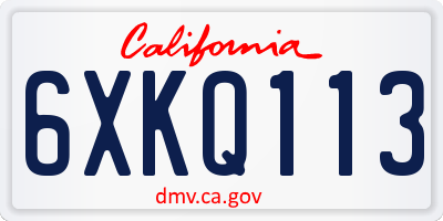 CA license plate 6XKQ113