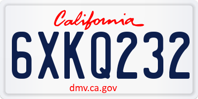 CA license plate 6XKQ232