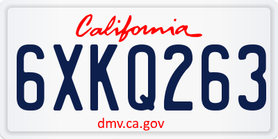 CA license plate 6XKQ263