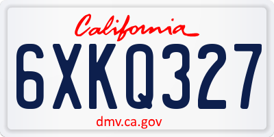 CA license plate 6XKQ327