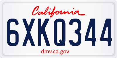 CA license plate 6XKQ344
