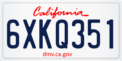 CA license plate 6XKQ351