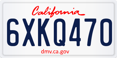 CA license plate 6XKQ470