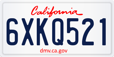 CA license plate 6XKQ521