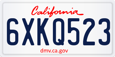 CA license plate 6XKQ523