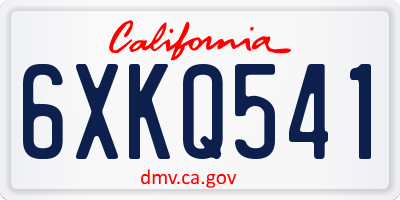 CA license plate 6XKQ541