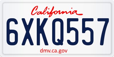 CA license plate 6XKQ557