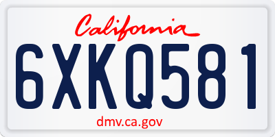 CA license plate 6XKQ581
