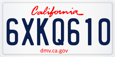 CA license plate 6XKQ610