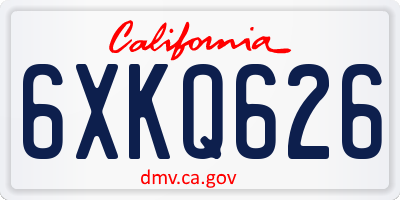 CA license plate 6XKQ626