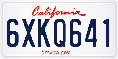CA license plate 6XKQ641