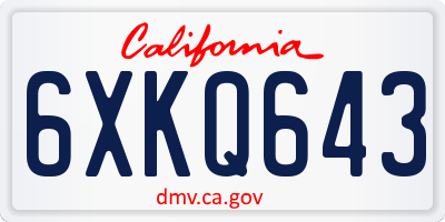CA license plate 6XKQ643