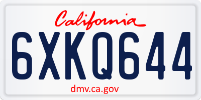 CA license plate 6XKQ644