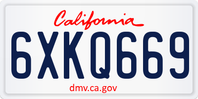 CA license plate 6XKQ669