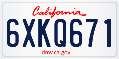 CA license plate 6XKQ671