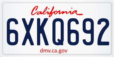 CA license plate 6XKQ692
