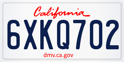 CA license plate 6XKQ702