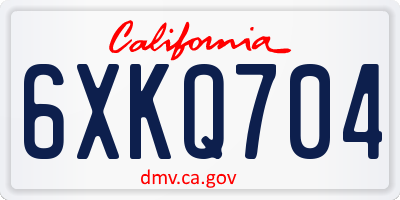 CA license plate 6XKQ704