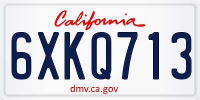 CA license plate 6XKQ713