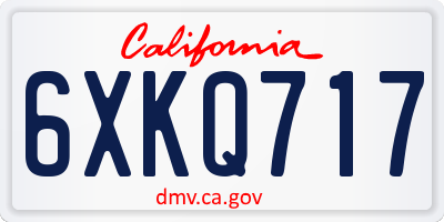 CA license plate 6XKQ717