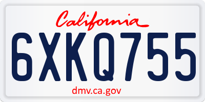 CA license plate 6XKQ755