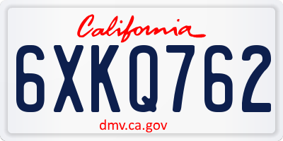 CA license plate 6XKQ762