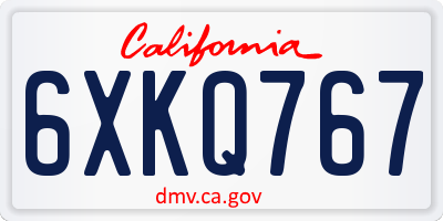 CA license plate 6XKQ767