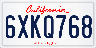 CA license plate 6XKQ768