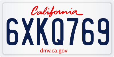 CA license plate 6XKQ769