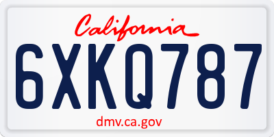 CA license plate 6XKQ787