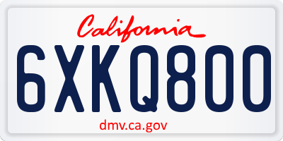 CA license plate 6XKQ800