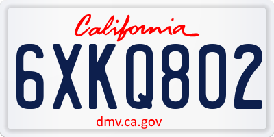 CA license plate 6XKQ802