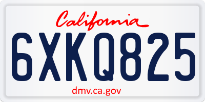 CA license plate 6XKQ825