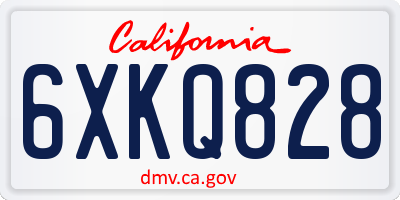 CA license plate 6XKQ828