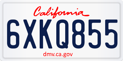 CA license plate 6XKQ855