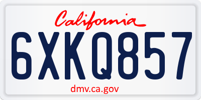 CA license plate 6XKQ857