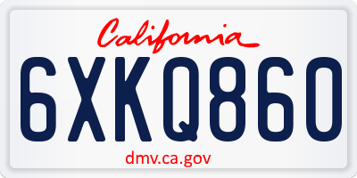 CA license plate 6XKQ860