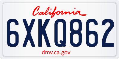 CA license plate 6XKQ862
