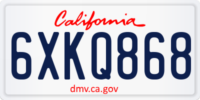 CA license plate 6XKQ868