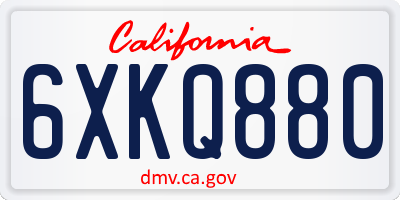 CA license plate 6XKQ880
