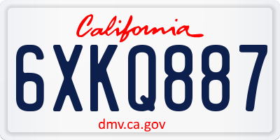 CA license plate 6XKQ887