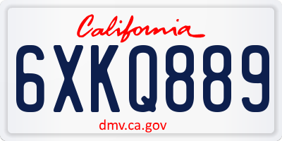 CA license plate 6XKQ889