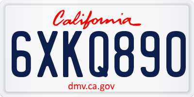 CA license plate 6XKQ890