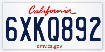 CA license plate 6XKQ892