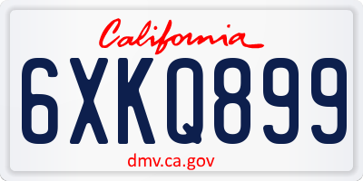CA license plate 6XKQ899