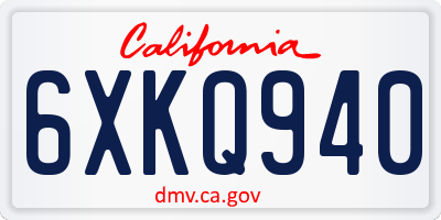 CA license plate 6XKQ940