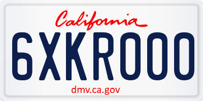 CA license plate 6XKR000